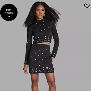 BCBG 2-Piece Beaded Top and Skirt Set